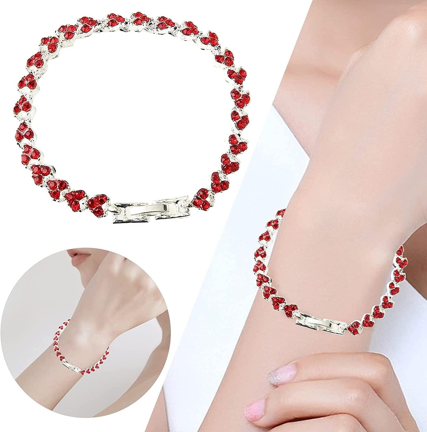 2022 Dainty Heart Zircon Tennis Bracelets for Women Elegant Love Rhinestones Chain Bracelet Stackable Wedding Jewelry Birthday Mothers Valentines Day Gifts Apparel & Accessories > Jewelry > Bracelets Generic   