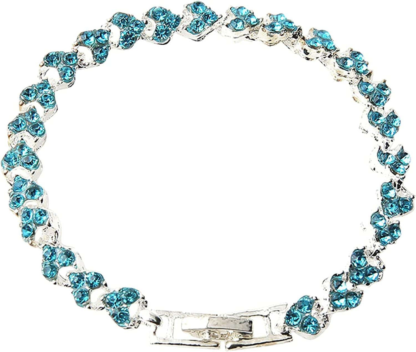 2022 Dainty Heart Zircon Tennis Bracelets for Women Elegant Love Rhinestones Chain Bracelet Stackable Wedding Jewelry Birthday Mothers Valentines Day Gifts Apparel & Accessories > Jewelry > Bracelets Generic Blue,Silver 8*6*2 