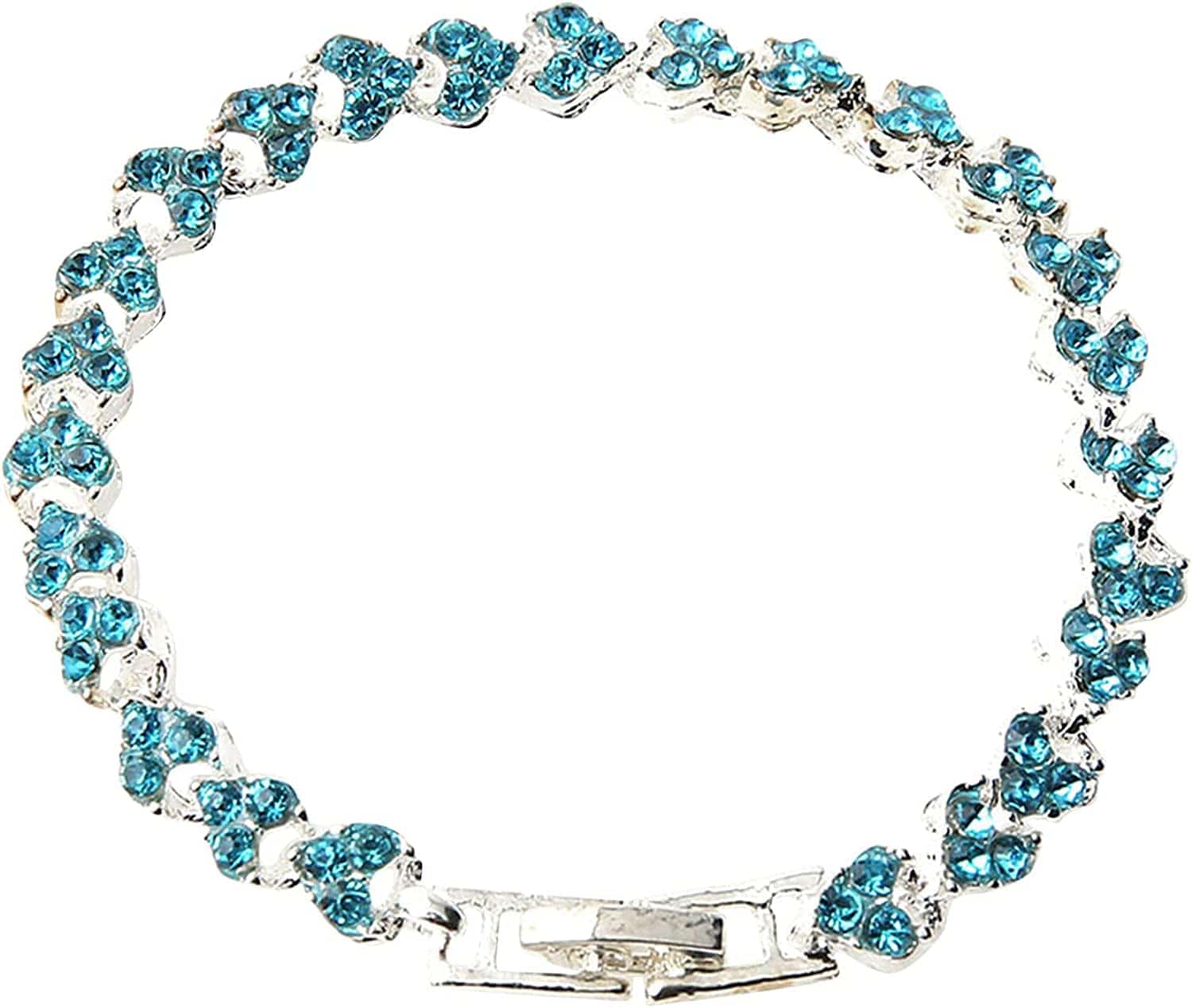 2022 Dainty Heart Zircon Tennis Bracelets for Women Elegant Love Rhinestones Chain Bracelet Stackable Wedding Jewelry Birthday Mothers Valentines Day Gifts Apparel & Accessories > Jewelry > Bracelets Generic Blue,Silver 8*6*2 