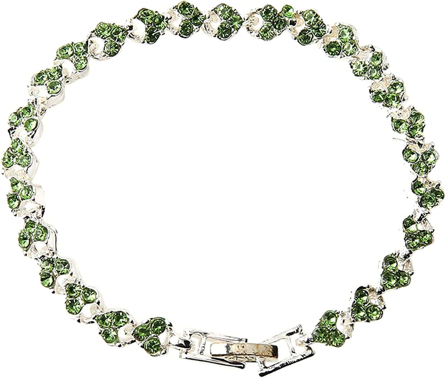 2022 Dainty Heart Zircon Tennis Bracelets for Women Elegant Love Rhinestones Chain Bracelet Stackable Wedding Jewelry Birthday Mothers Valentines Day Gifts Apparel & Accessories > Jewelry > Bracelets Generic Green,Silver 8*6*2 