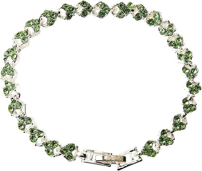 2022 Dainty Heart Zircon Tennis Bracelets for Women Elegant Love Rhinestones Chain Bracelet Stackable Wedding Jewelry Birthday Mothers Valentines Day Gifts Apparel & Accessories > Jewelry > Bracelets Generic Green,Silver 8*6*2 