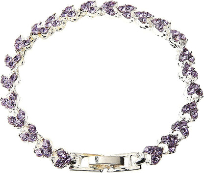 2022 Dainty Heart Zircon Tennis Bracelets for Women Elegant Love Rhinestones Chain Bracelet Stackable Wedding Jewelry Birthday Mothers Valentines Day Gifts Apparel & Accessories > Jewelry > Bracelets Generic Purple,Silver 8*6*2 