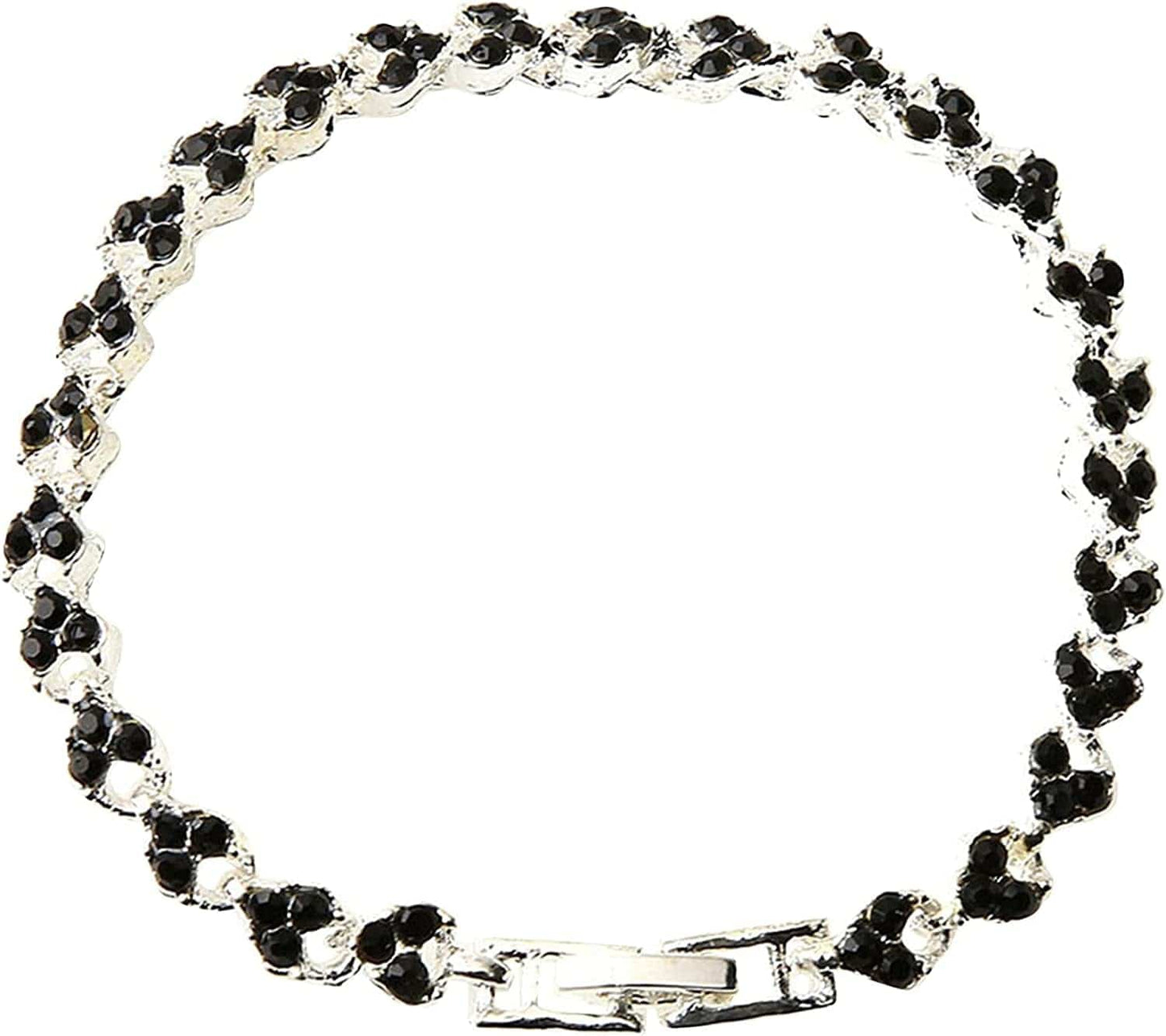 2022 Dainty Heart Zircon Tennis Bracelets for Women Elegant Love Rhinestones Chain Bracelet Stackable Wedding Jewelry Birthday Mothers Valentines Day Gifts Apparel & Accessories > Jewelry > Bracelets Generic Black 8*6*2 