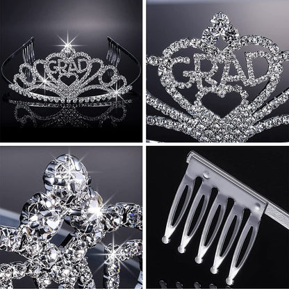 2022 Graduation Glittered Metal Princess Grad Crown Tiara and Graduate Sash Class of 2022 for Graduation Party Grad Decor Apparel & Accessories > Clothing Accessories > Sashes Hicarer   