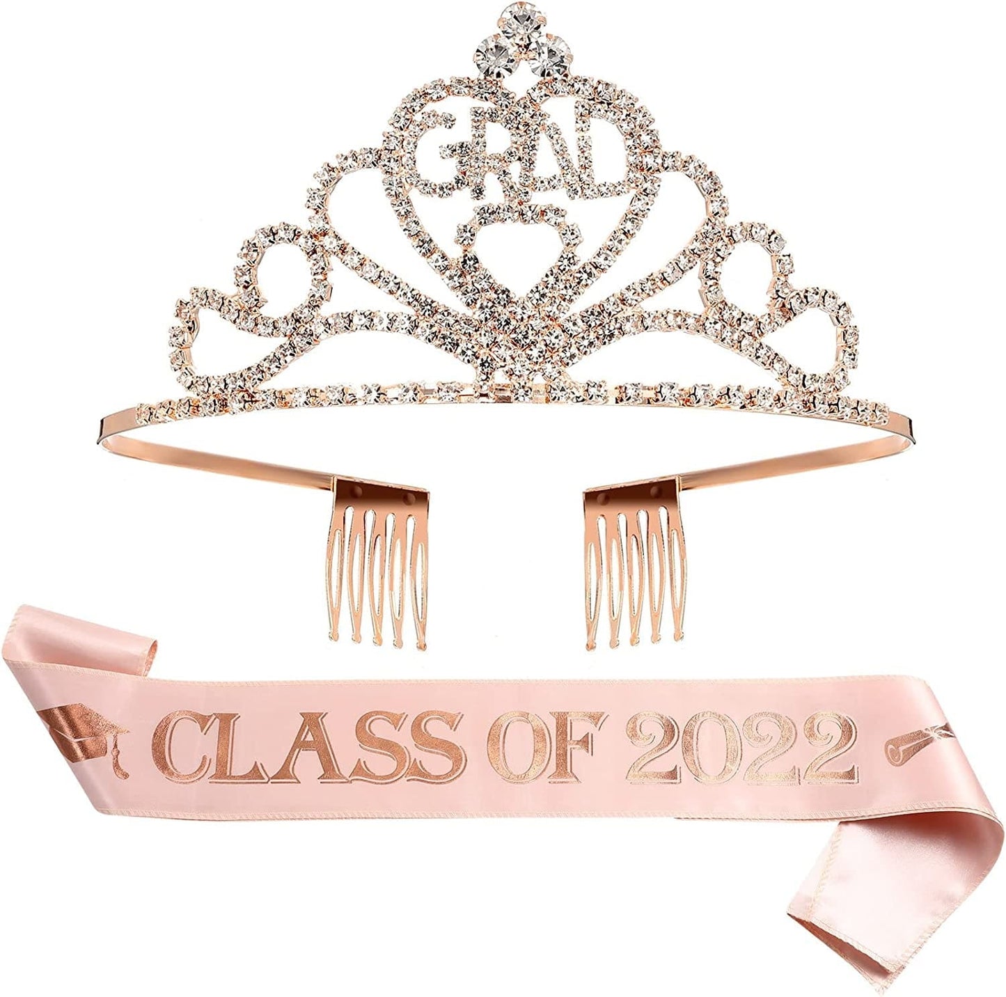 2022 Graduation Party Supplies Graduation Crown Tiara and Sash Kits Class of 2022 Grad Gifts for Women Grad Party Decoration (Class of 2022) Apparel & Accessories > Clothing Accessories > Sashes Yinkin Class of 2022  