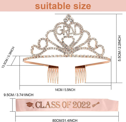 2022 Graduation Party Supplies Graduation Crown Tiara and Sash Kits Class of 2022 Grad Gifts for Women Grad Party Decoration (Class of 2022) Apparel & Accessories > Clothing Accessories > Sashes Yinkin   