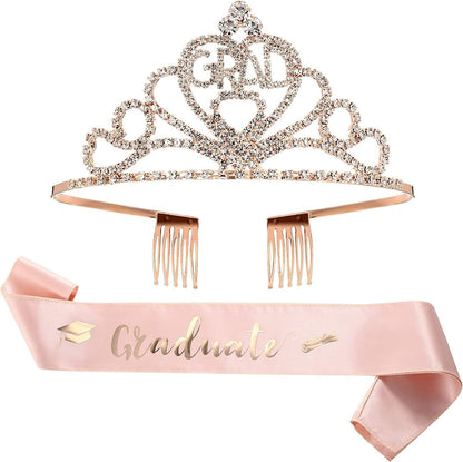 2022 Graduation Party Supplies Graduation Crown Tiara and Sash Kits Class of 2022 Grad Gifts for Women Grad Party Decoration (Class of 2022) Apparel & Accessories > Clothing Accessories > Sashes Yinkin Graduate  