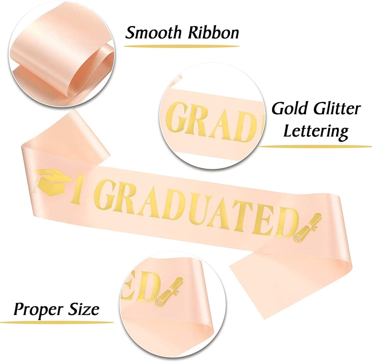 2022 Graduation Satin Sash Crown Tiara Kit 2022 Graduated Party Decorations Rhinestone Tiara (Champagne Sash, Gold Crown) Apparel & Accessories > Clothing Accessories > Sashes Chuangdi   
