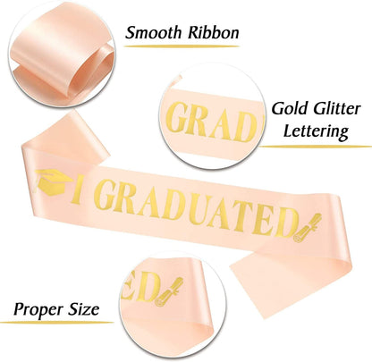 2022 Graduation Satin Sash Crown Tiara Kit 2022 Graduated Party Decorations Rhinestone Tiara (Champagne Sash, Gold Crown) Apparel & Accessories > Clothing Accessories > Sashes Chuangdi   