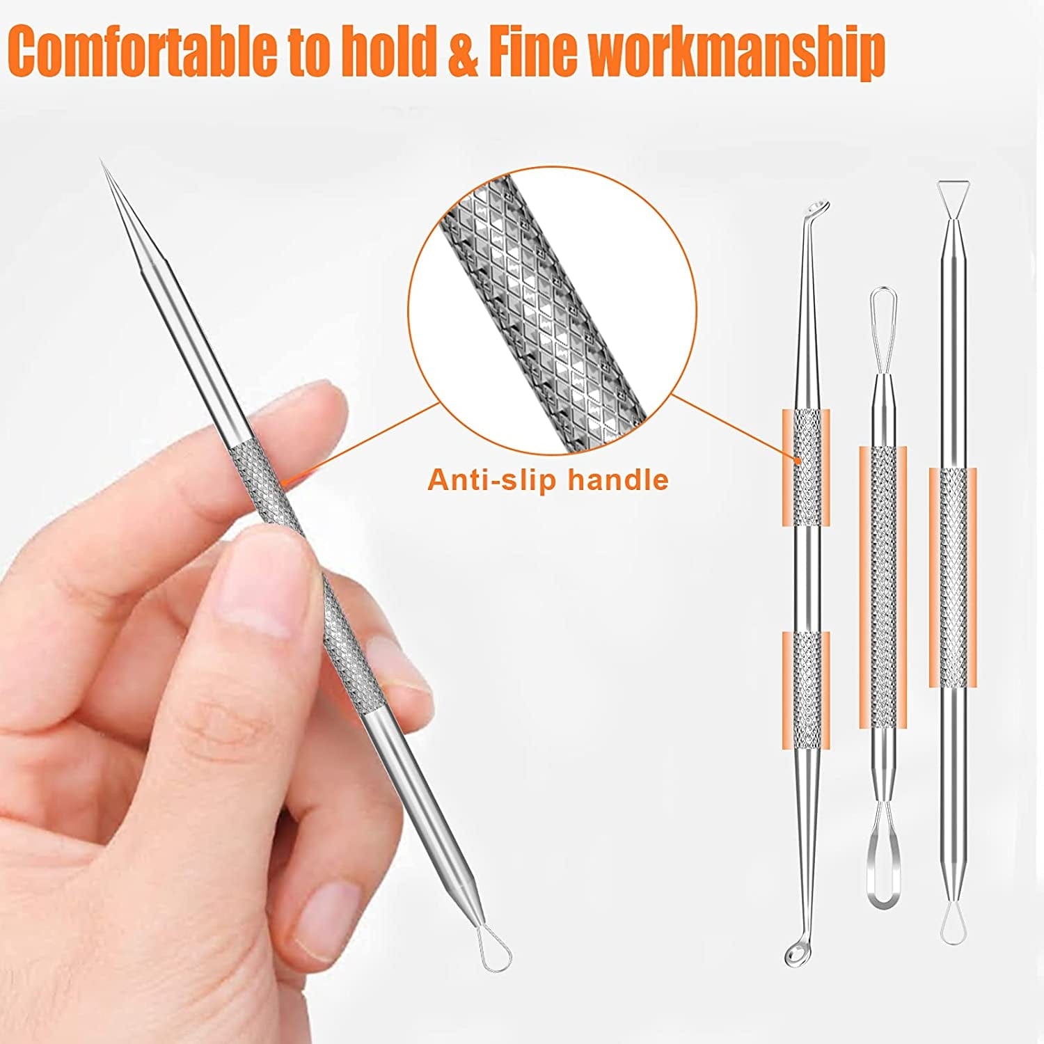 2022 Latest 15 PCS Blackhead Remover Tools, Pimple Popper Tool Kit, Acne Extractor Tool, Professional Stainless Pimple Acne Blemish Removal Tools Set with Metal Case Health & Beauty > Personal Care > Cosmetics > Cosmetic Tools > Skin Care Tools FREESHOW   