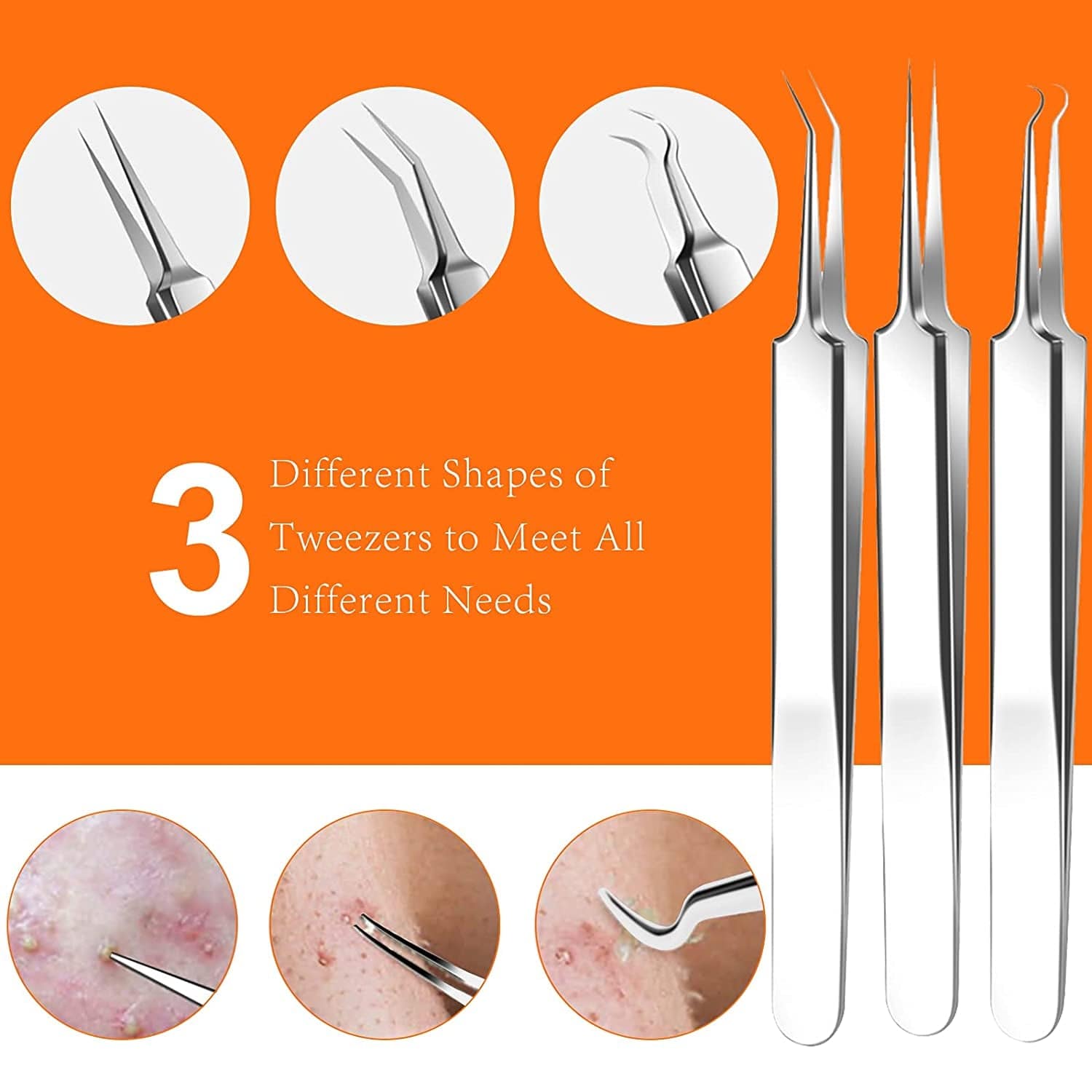 2022 Latest 15 PCS Blackhead Remover Tools, Pimple Popper Tool Kit, Acne Extractor Tool, Professional Stainless Pimple Acne Blemish Removal Tools Set with Metal Case Health & Beauty > Personal Care > Cosmetics > Cosmetic Tools > Skin Care Tools FREESHOW   