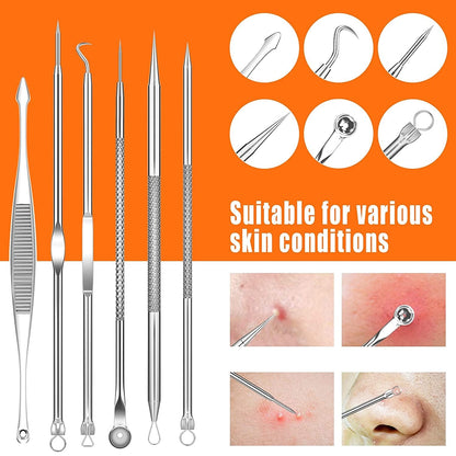 2022 Latest 15 PCS Blackhead Remover Tools, Pimple Popper Tool Kit, Acne Extractor Tool, Professional Stainless Pimple Acne Blemish Removal Tools Set with Metal Case Health & Beauty > Personal Care > Cosmetics > Cosmetic Tools > Skin Care Tools FREESHOW   