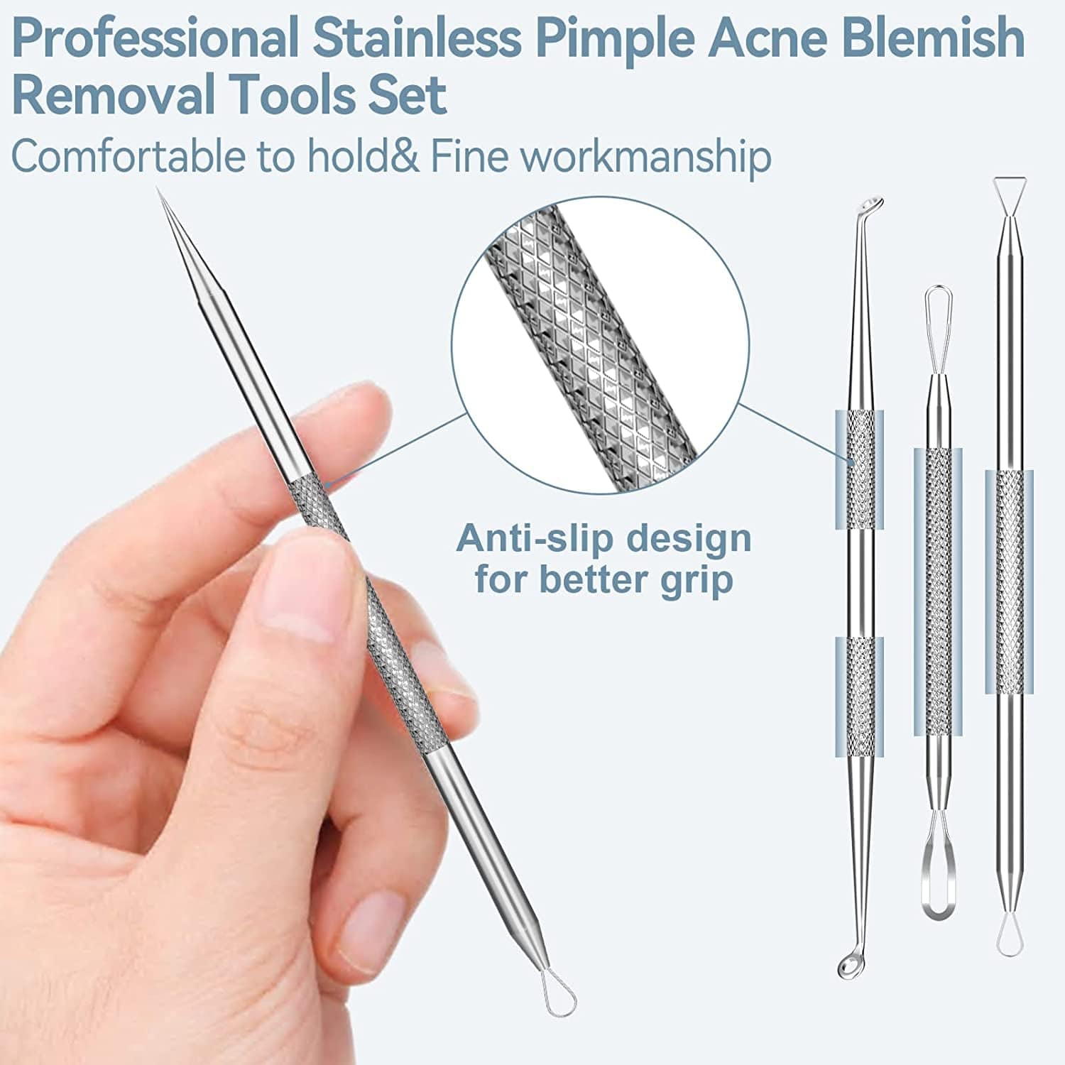 2022 Latest 15 PCS Pimple Popper Tool Kit, Blackhead Remover Comedone Acne Extractor Tools, Professional Sharp Stainless Skin Blemish Removal Pimple Tools with Metal Case Health & Beauty > Personal Care > Cosmetics > Cosmetic Tools > Skin Care Tools Feiqio   