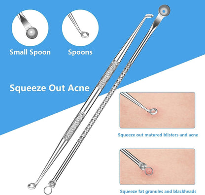 2022 Latest Blackhead Remover Pimple Popper Tool Kit, 20PCS Black Head Extractions Tool, Comedone Extractor Acne Blackhead Extractor Tool Kits Acne Removal Kit for Pimple Acne Blackhead Whitehead Health & Beauty > Personal Care > Cosmetics > Cosmetic Tools > Skin Care Tools KEEPUON   