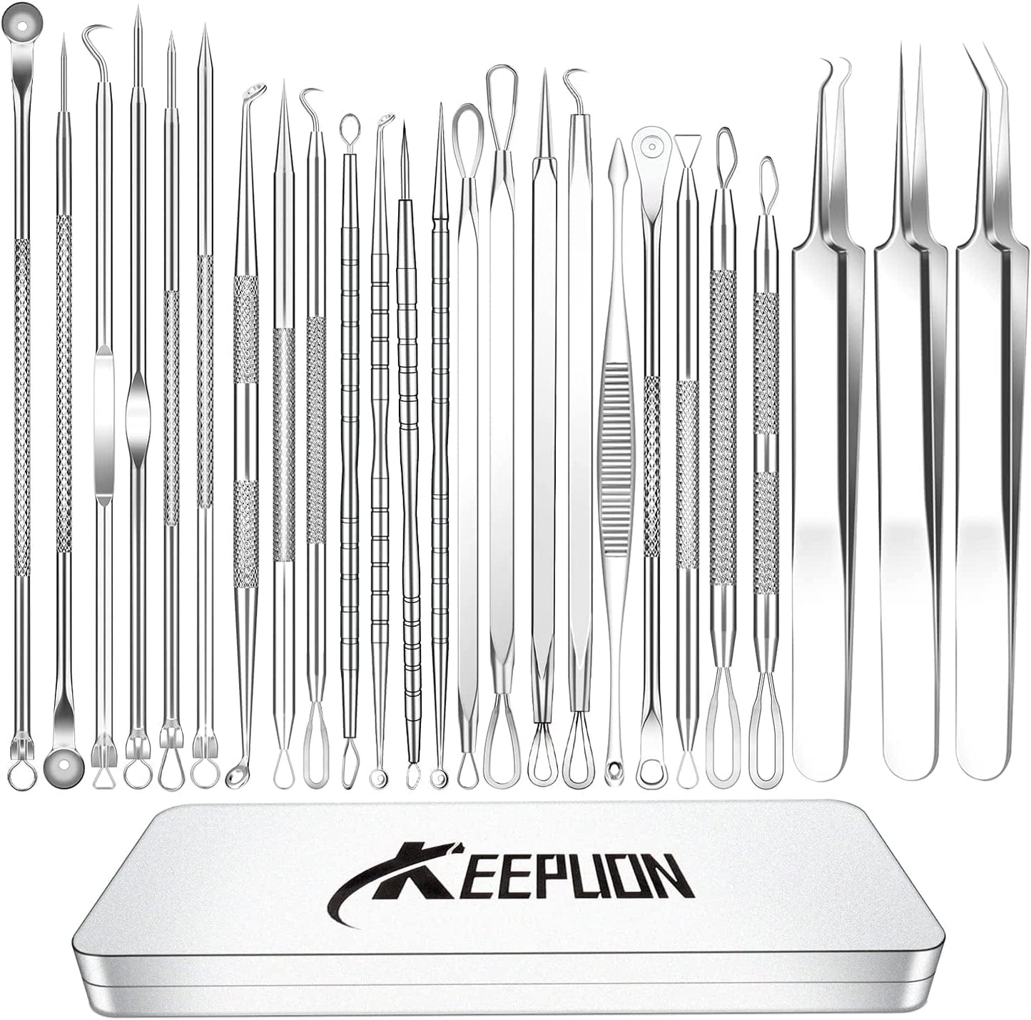 2022 Latest Blackhead Remover Pimple Popper Tool Kit, 20PCS Black Head Extractions Tool, Comedone Extractor Acne Blackhead Extractor Tool Kits Acne Removal Kit for Pimple Acne Blackhead Whitehead Health & Beauty > Personal Care > Cosmetics > Cosmetic Tools > Skin Care Tools KEEPUON   