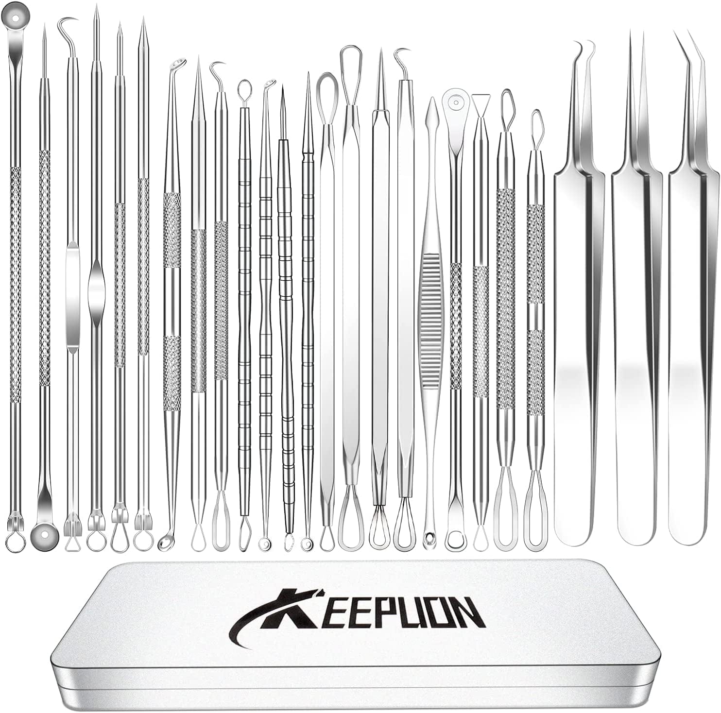 2022 Latest Blackhead Remover Pimple Popper Tool Kit, 20PCS Black Head Extractions Tool, Comedone Extractor Acne Blackhead Extractor Tool Kits Acne Removal Kit for Pimple Acne Blackhead Whitehead Health & Beauty > Personal Care > Cosmetics > Cosmetic Tools > Skin Care Tools KEEPUON   