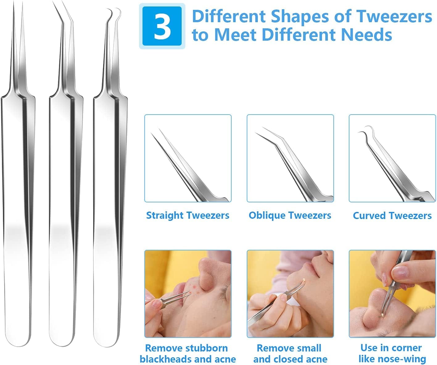 2022 Latest Blackhead Remover Pimple Popper Tool Kit, 20PCS Black Head Extractions Tool, Comedone Extractor Acne Blackhead Extractor Tool Kits Acne Removal Kit for Pimple Acne Blackhead Whitehead Health & Beauty > Personal Care > Cosmetics > Cosmetic Tools > Skin Care Tools KEEPUON   