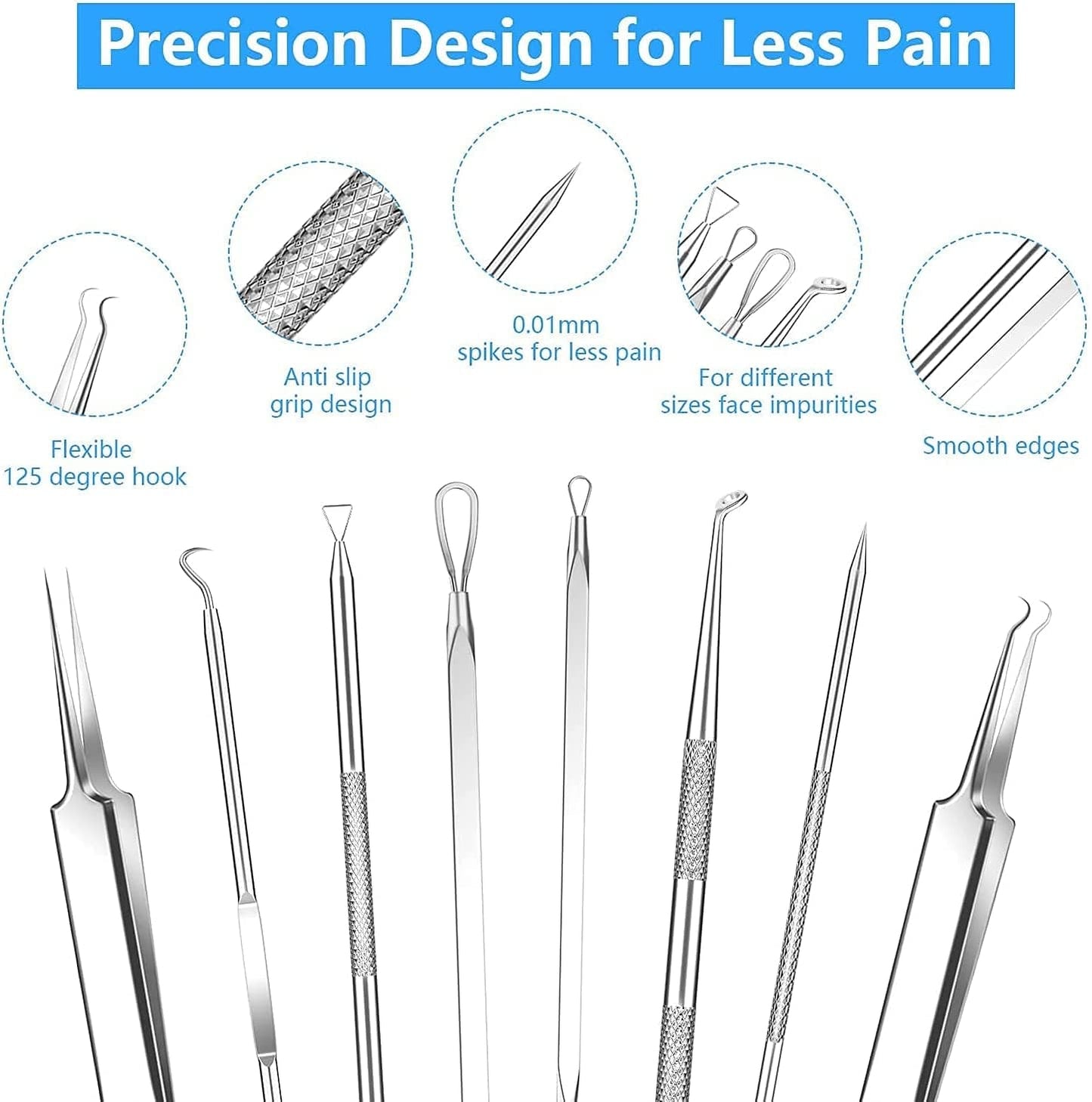 2022 Latest Blackhead Remover Pimple Popper Tool Kit, 20PCS Black Head Extractions Tool, Comedone Extractor Acne Blackhead Extractor Tool Kits Acne Removal Kit for Pimple Acne Blackhead Whitehead Health & Beauty > Personal Care > Cosmetics > Cosmetic Tools > Skin Care Tools KEEPUON   