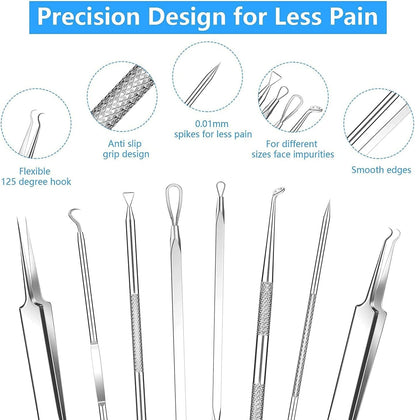 2022 Latest Blackhead Remover Pimple Popper Tool Kit, 20PCS Black Head Extractions Tool, Comedone Extractor Acne Blackhead Extractor Tool Kits Acne Removal Kit for Pimple Acne Blackhead Whitehead Health & Beauty > Personal Care > Cosmetics > Cosmetic Tools > Skin Care Tools KEEPUON   