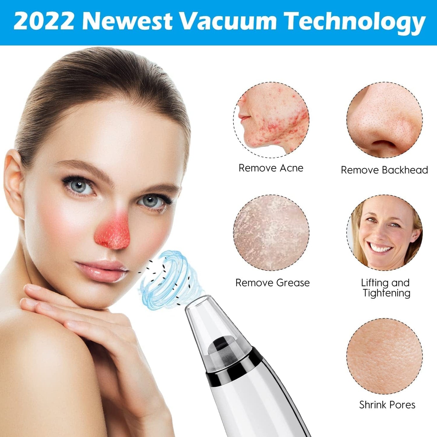 2022 New Version Blackhead Vacuum Remover Acne Remover,Facial Pore Cleanser Electric Acne Comedone, 6 Adjustable Suction Power, USB Rechargeable, Blackhead Extractor Tool Health & Beauty > Personal Care > Cosmetics > Cosmetic Tools > Skin Care Tools Musment   