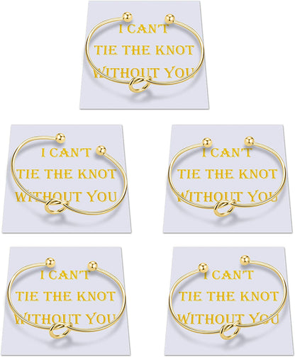 CHICNOW I Can'T Tie the Knot without You Bridesmaid Gift Cards Bridesmaid Bracelets Silver Tone- Set of 4,5,6 Apparel & Accessories > Jewelry > Bracelets Chicnow D. Gold Tone 5PCs  