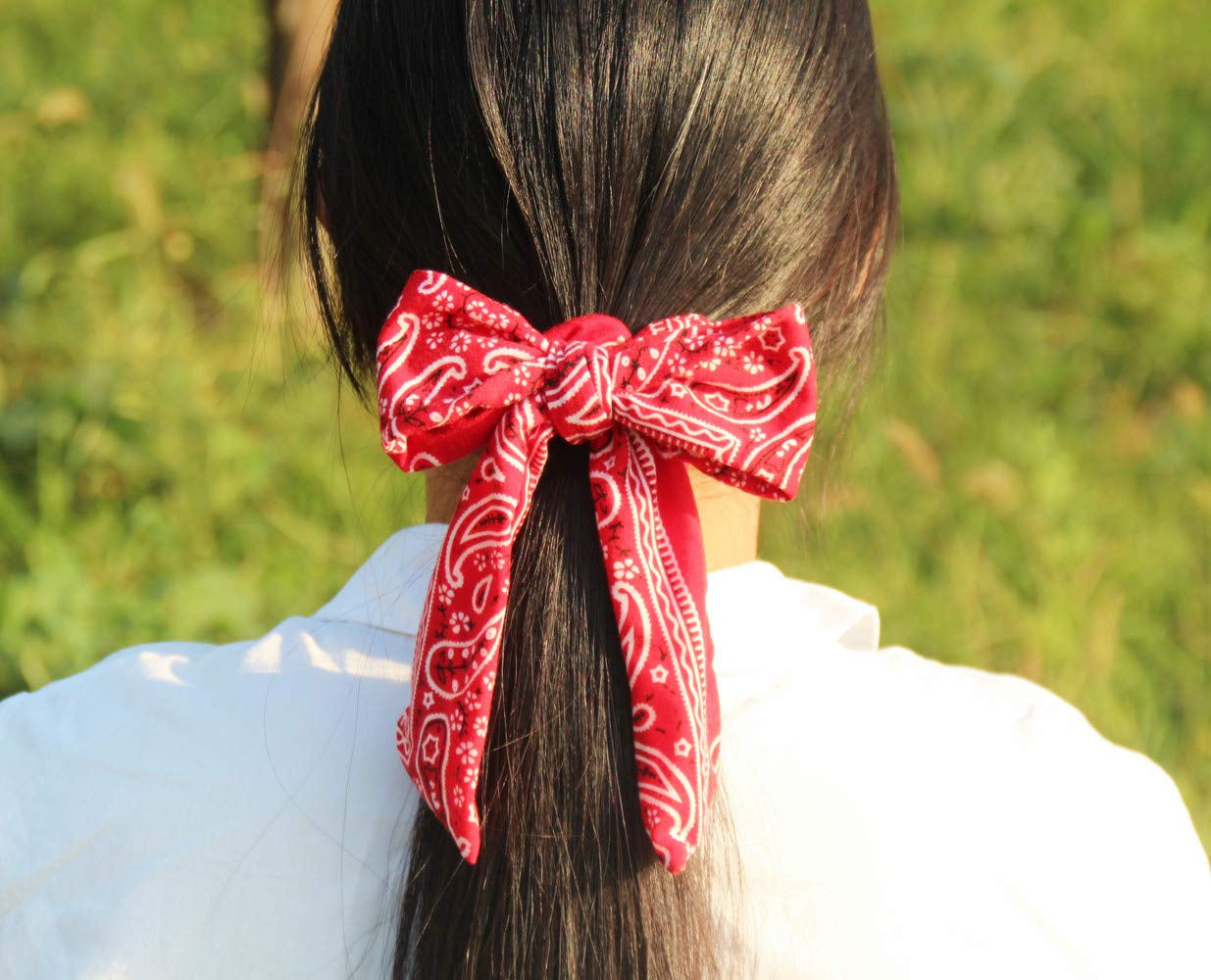 Cutewing Paisley Hair Scrunchies with Bow Hair Scarves Scrunchy Ponytail Holder Elastics Hair Bands Ribbon Hair Tie for Women Girls with 6PCS Apparel & Accessories > Clothing Accessories > Bandanas & Headties Cutewing   