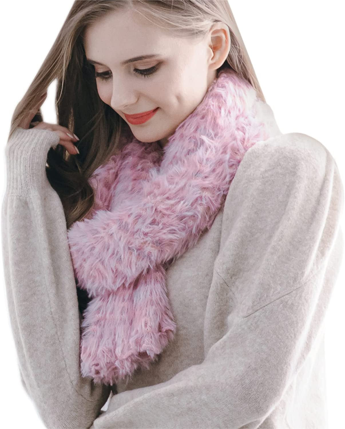 ONE Scarf: Infinity Scarf, Faux Fur Shawl, Giving Shawl, Scarfs for Women Winter Warm, Shawl Wraps for Women by KM CHOICE Apparel & Accessories > Clothing Accessories > Scarves & Shawls KM CHOICE Grey Pink  
