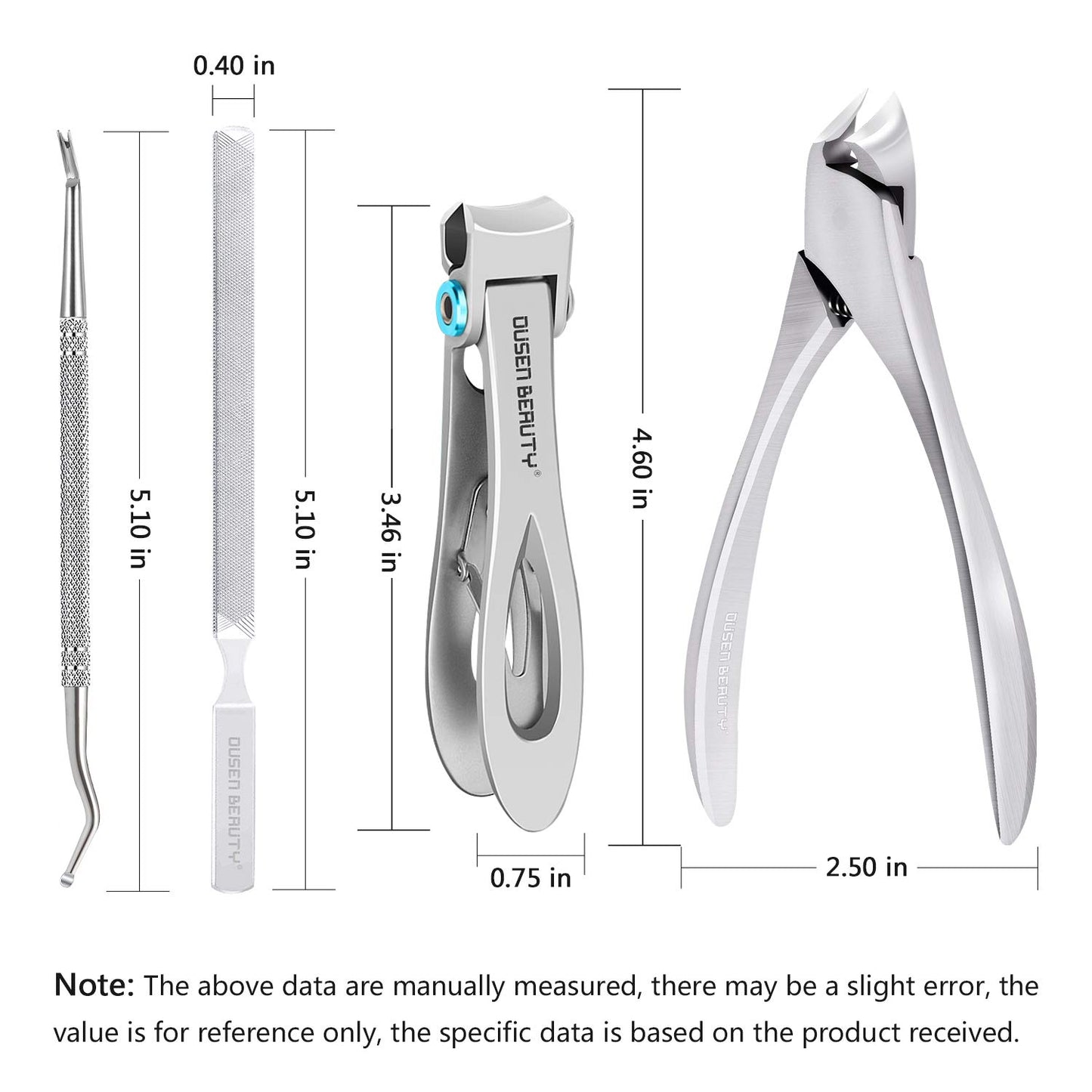 Nail Clippers for Thick Nails, Professional Ingrown Toenail Clippers Podiatrist Tools, Wide Jaw Opening Thick Nail Clippers, Stainless Steel Large Toenail Clippers Pedicure Kit 4 Pcs for Seniors & Men Health & Beauty > Personal Care > Cosmetics > Cosmetic Tools > Nail Tools Ousen Beauty   