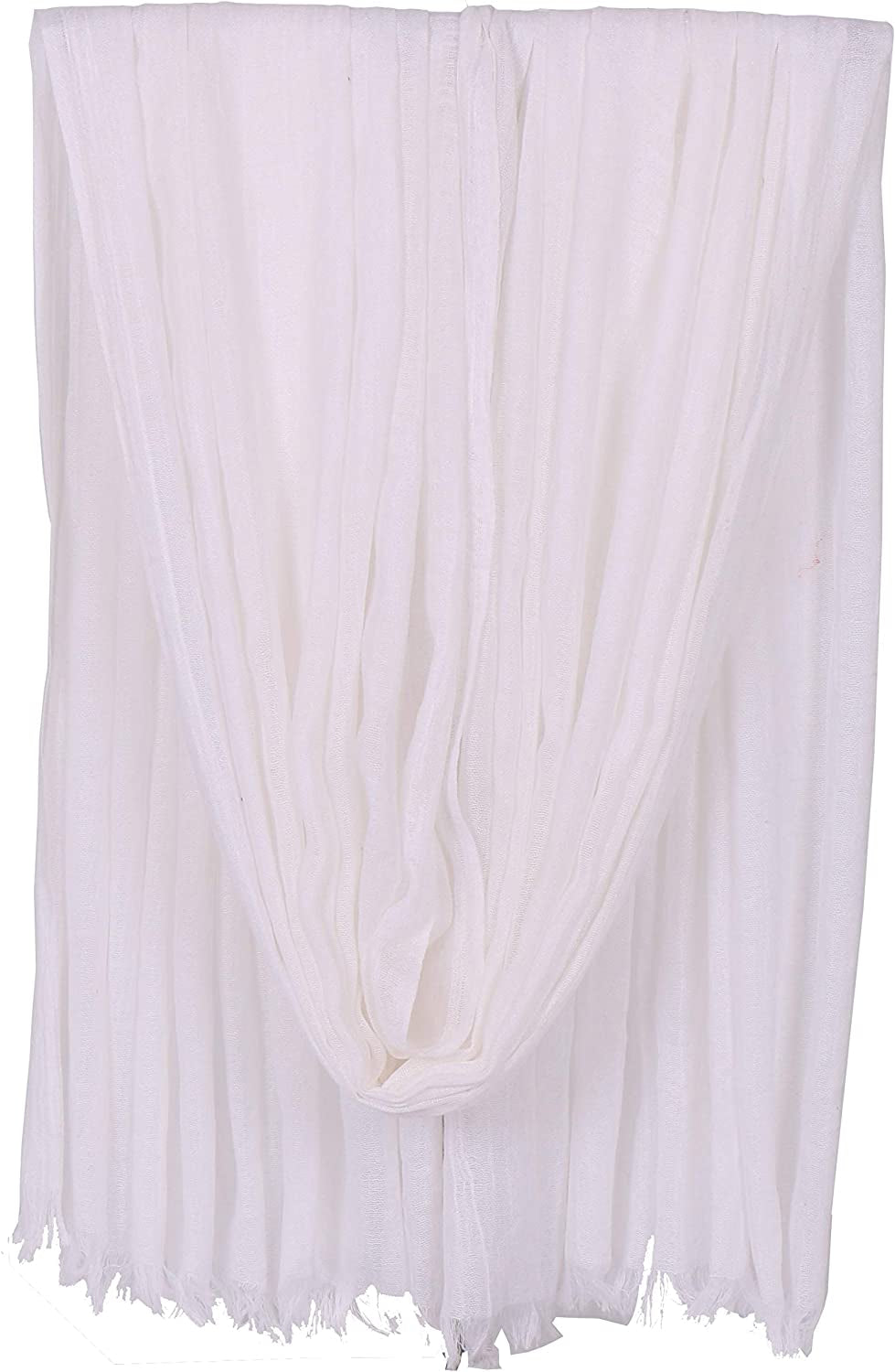 LMVERNA Women Solid Color Scarfs Large Long Lightweight Fringed Headscarf Linen Sheer Shawl Wrap Apparel & Accessories > Clothing Accessories > Scarves & Shawls LMVERNA White2  
