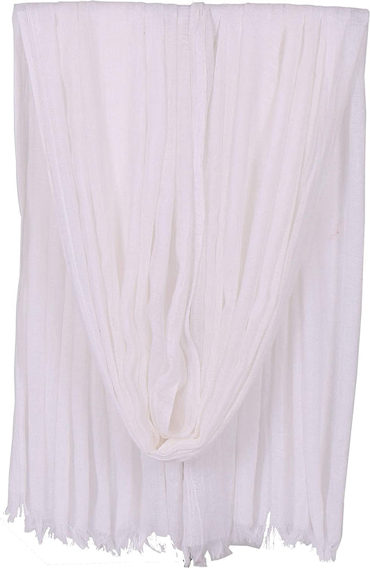 LMVERNA Linen Scarf for Women Soft Lightweight Fringed Scarf Linen Gauze Sheer Shawl Wrap (White) Apparel & Accessories > Clothing Accessories > Scarves & Shawls LMVERNA   