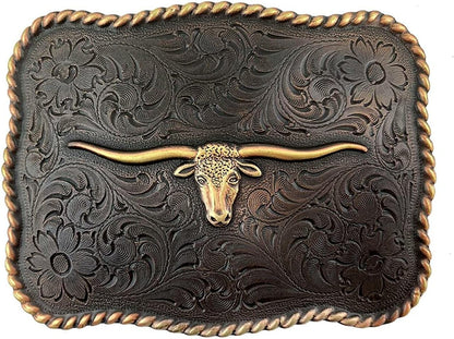 Western Lady Bull Texas Longhorn Steer Head Belt Buckle Fits 1-1/2"(38Mm) Multi-Style Options Apparel & Accessories > Clothing Accessories > Belt Buckles Belts.com Type Buckle G48 - H8143 Copper 1-1/2" 