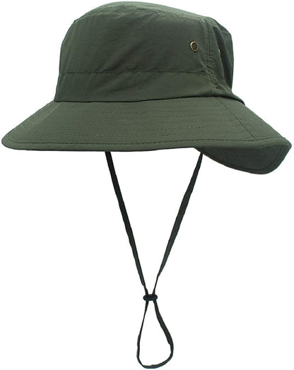 Llmoway Women Lightweight Safari Sun Hat Quick Dry Fishing Hat with Strap Cool Apparel & Accessories > Clothing Accessories > Hats LLmoway Army Green  