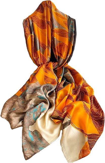 Fashion Scarves 100% Silk Felling Scarf Long Lightweight Sunscreen Shawls Wrap for Women Hair Scarves Apparel & Accessories > Clothing Accessories > Scarves & Shawls Aufeel Gorgeous Fall  