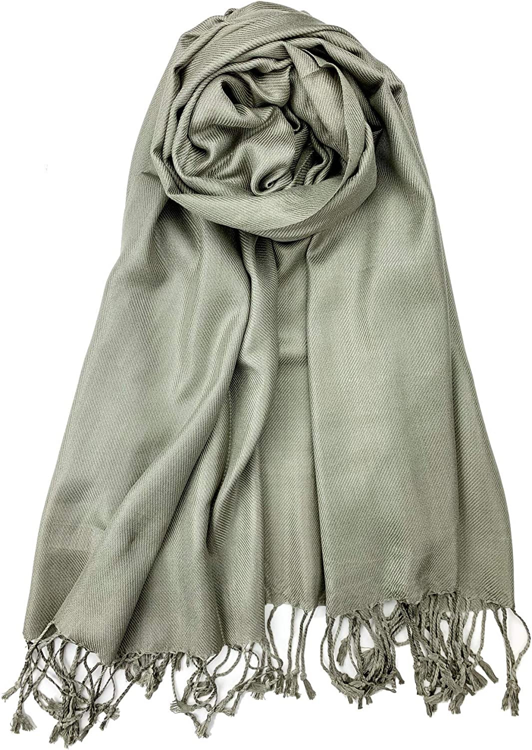 Plum Feathers Premium Solid Color and Metallic Fashion Scarf, Womens Pashmina Shawl Wrap with Fringes Apparel & Accessories > Clothing Accessories > Scarves & Shawls Plum Feathers Taupe  