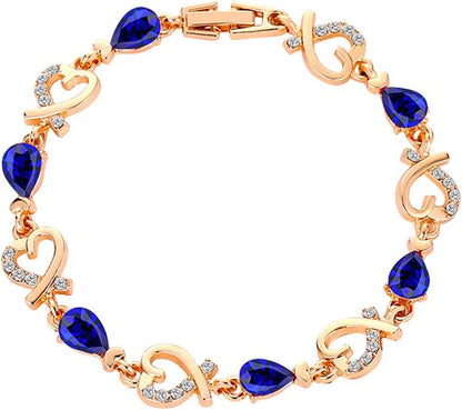 Gold Chain Bracelets for Women Dainty Zircon Heart Crystal Charm Bracelet Adjustable Link Bracelet Ladies Jewelry Birthday Mothers Valentines Day Gifts 2022 (Blue, One Size) Apparel & Accessories > Jewelry > Bracelets Generic Blue,Silver One Size 