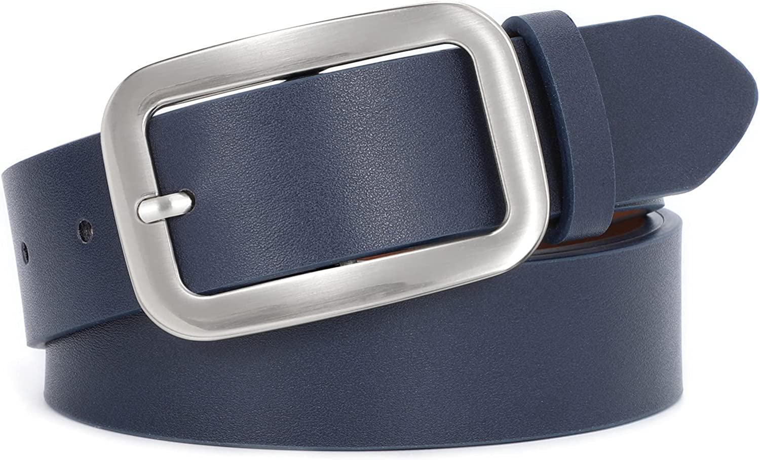 Women Leather Belts for Jeans Pants Fashion Dress Belt for Women with Solid Pin Buckle by WHIPPY Apparel & Accessories > Clothing Accessories > Belts WHIPPY 9-blue L: Fit for Waist Size 37"-42" 