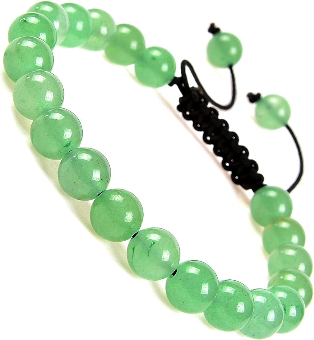 Massive Beads Natural Healing Power Gemstone Crystal Beads Unisex Adjustable Macrame Bracelets 8Mm Apparel & Accessories > Jewelry > Bracelets MASSIVE BEADS Green Aventurine  