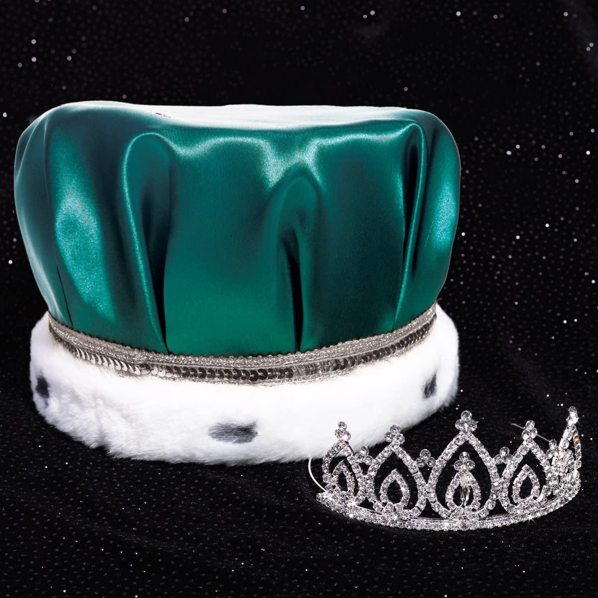Satin Crown with Sequins and Becca Tiara Royalty Set Apparel & Accessories > Clothing Accessories > Sashes Anderson's Green/Silver/White Crown  