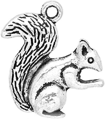 20Pc Antiqued Silver Alloy Blank round Charms Pendants 24Mm (1") Dia 40#. Squirrel