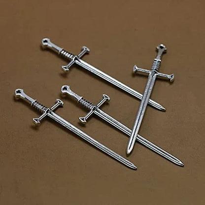 20Pcs 88X25Mm 3D Sword Pendant Charms Antique Silver Tone Making Jewelry