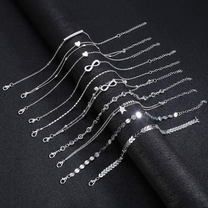 20Pcs Ankle Bracelets for Women Silver Gold Anklet Set Boho Anklets Bracelets Layered Adjustable Chain Beach Barefoot Foot Jewelry Apparel & Accessories > Jewelry > Anklets KOHOTA   