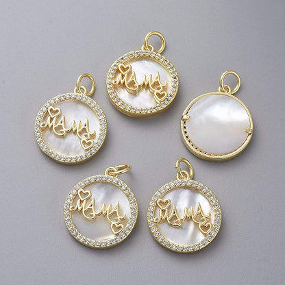20Pcs Cubic Zirconia Star Charms Pendants for Bracelet Necklace Earring Jewelry Making, Light Gold & Silver Light Gold, Word "MAMA"