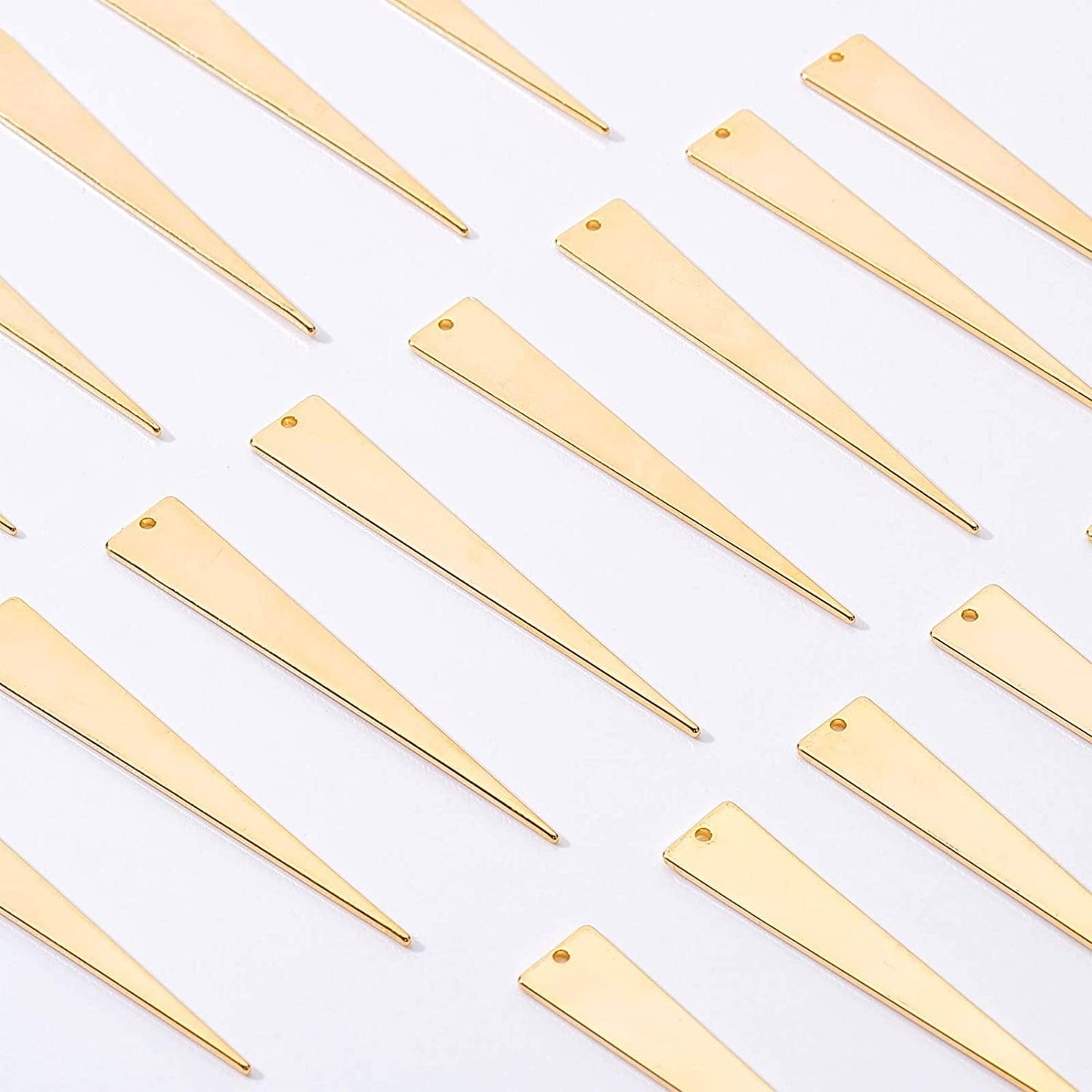 20Pcs Gold Triangle Brass Charms 18K Gold Plated Pendant Charm (51X8X1Mm) for Earrings Bracelet Necklace Jewelry Making