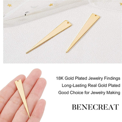 20Pcs Gold Triangle Brass Charms 18K Gold Plated Pendant Charm (51X8X1Mm) for Earrings Bracelet Necklace Jewelry Making