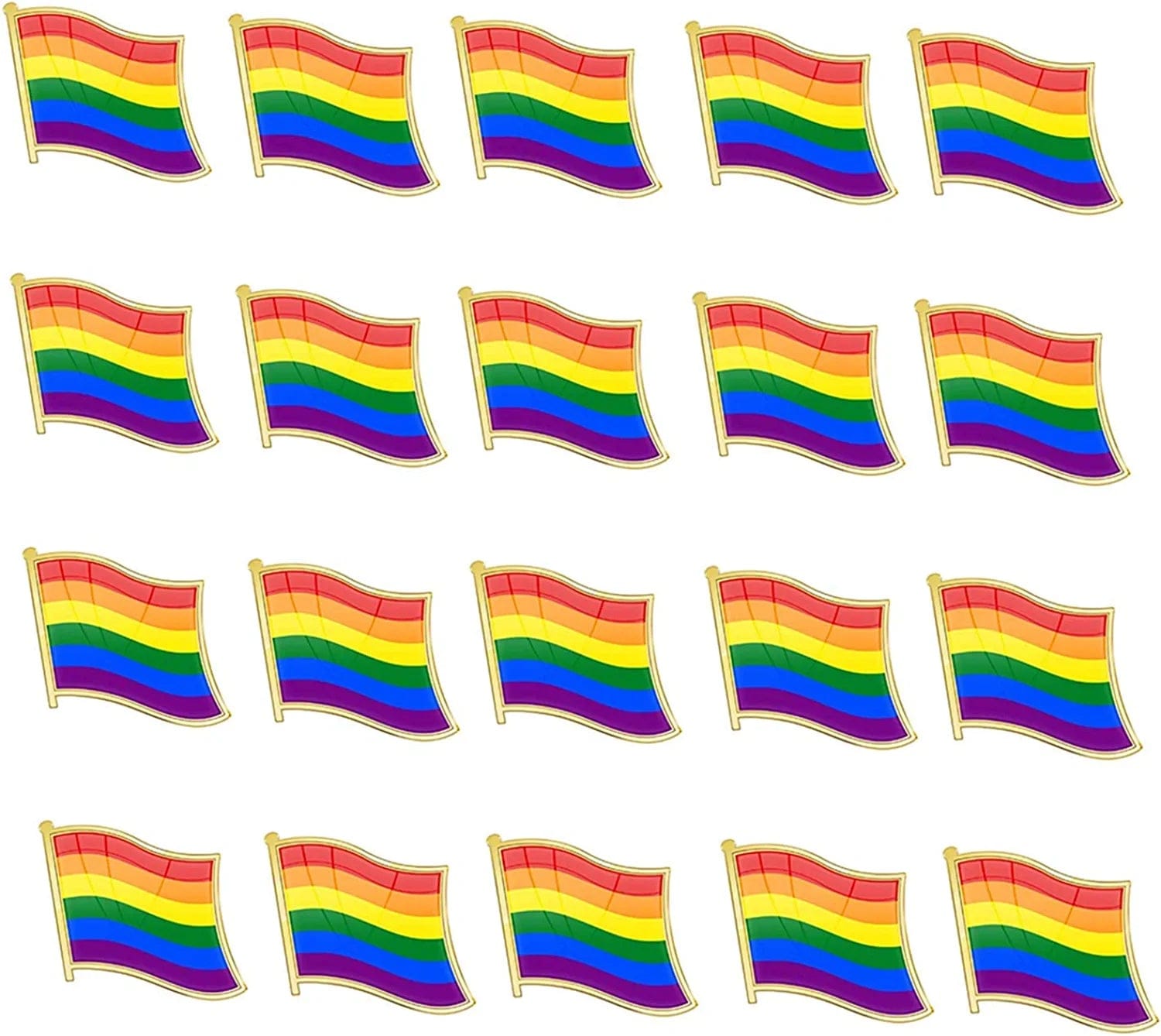 20PCS Pride Pin Rainbow Gay Pride Flag LGBT Enamel Lapel Pin Pin Decoration for Clothes and Bags