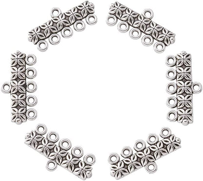 20Pcs Tibetan Silver Triangle Chandelier Component Links Charm Pendant Connectors with 3 Holes for Multi Layers Dangle Earring Bracelet Necklace Jewelry Making Antique Silver, Rectangle