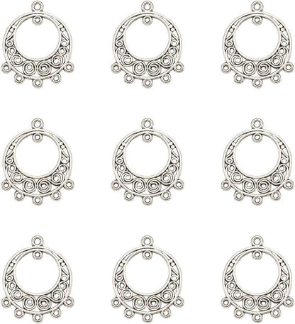 20Pcs Tibetan Silver Triangle Chandelier Component Links Charm Pendant Connectors with 3 Holes for Multi Layers Dangle Earring Bracelet Necklace Jewelry Making Antique Silver, Dream Catcher-1