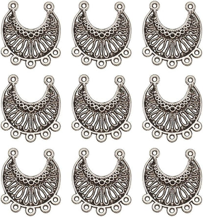 20Pcs Tibetan Silver Triangle Chandelier Component Links Charm Pendant Connectors with 3 Holes for Multi Layers Dangle Earring Bracelet Necklace Jewelry Making Antique Silver, Moon