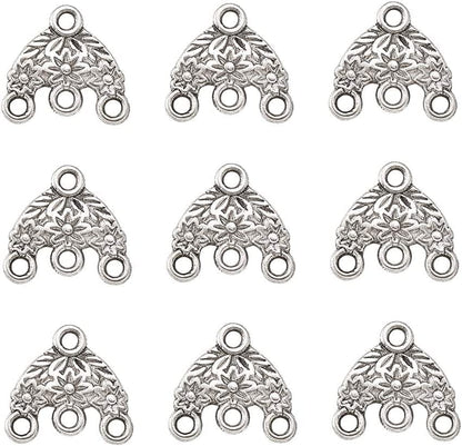 20Pcs Tibetan Silver Triangle Chandelier Component Links Charm Pendant Connectors with 3 Holes for Multi Layers Dangle Earring Bracelet Necklace Jewelry Making Antique Silver, Hat