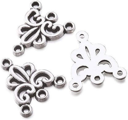 20Pcs Tibetan Silver Triangle Chandelier Component Links Charm Pendant Connectors with 3 Holes for Multi Layers Dangle Earring Bracelet Necklace Jewelry Making